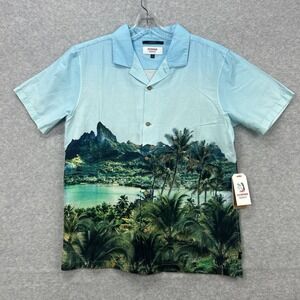 Roark Shirt Mens Small Blue Hawaiian Tropical‎ Hinano Gonzo Palms Otemanu NEW